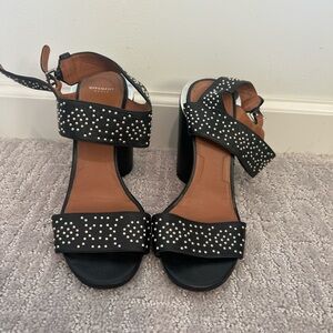 Givenchy Paris Black Leather Studded Heels Made in Italy  size 39.5